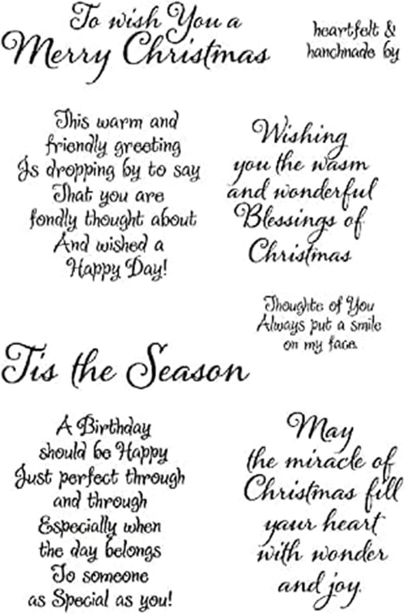 Tis Season Merry Christmas Sentiments Sayings Phrase Clear Stamp for Card Making Decoration DIY Scrapbooking,Merry Christmas Blessing Words Clear Stamp